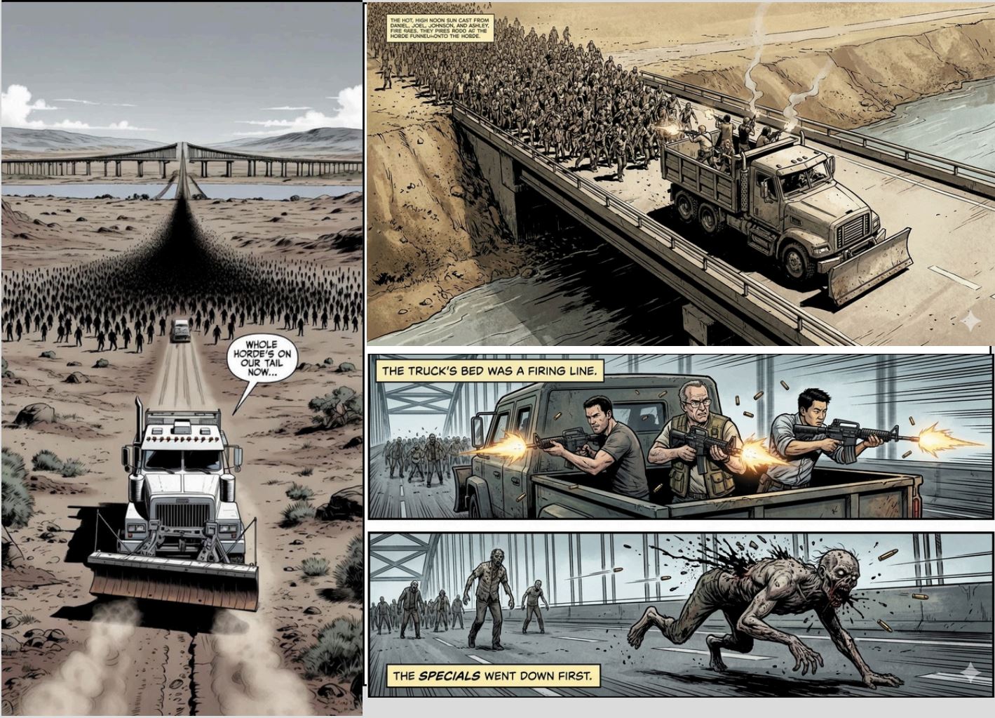 AI-generated zombie comic page