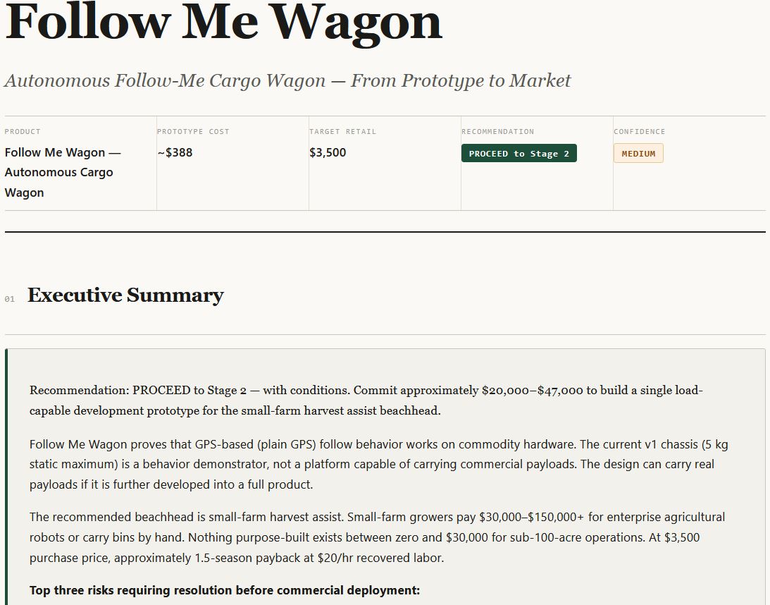 Multi-agent viability report output
